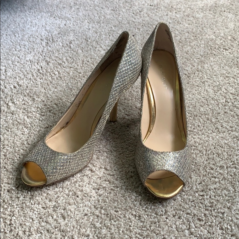 Gold Sparkle Nine West Heels